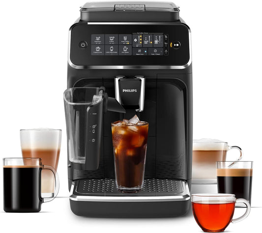 Philips 3200 Series Fully Automatic Espresso Ice Coffee Machine w/ LatteGo, EP3241/74, Black (Renewed)
